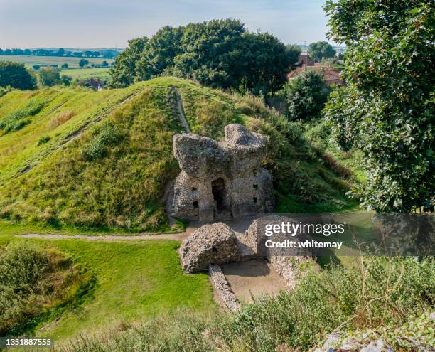 gatehouse ruins of the castle in castle acre village - castle ward stock pictures, royalty-free photos & images