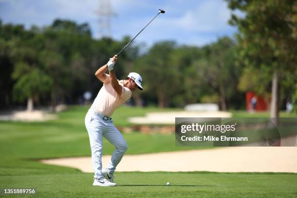 Matthew Wolff of the United States plays his shot from the sixth tee during the final round of the World Wide Technology Championship at Mayakoba on...