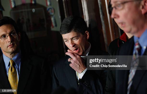 House Republican Conference Chair U.S. Rep. Jeb Hensarling participates in a news conference at the Republican National Committee offices on Capitol...