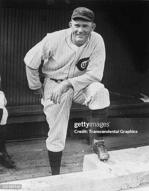 Hall of Fame infielder and manager Rogers Hornsby of the Chicago Cubs pauses for a photo in the dugout at Wrigley Field in Chicago, IL in 1931.