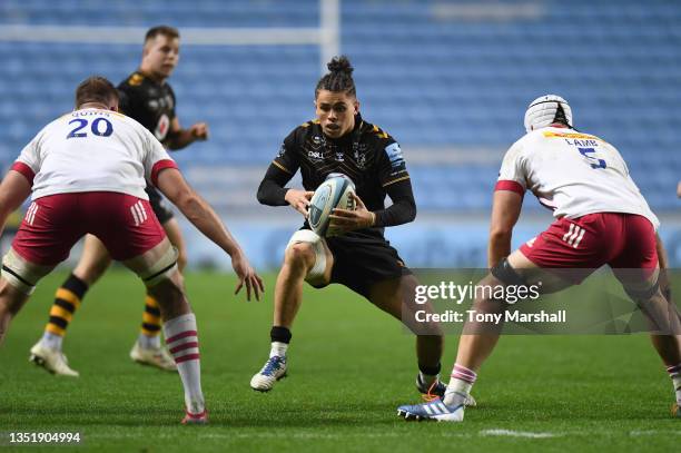 Zach Kibirige of Wasps during the Gallagher Premiership Rugby match between Wasps and Harlequins at The Coventry Building Society Arena on November...