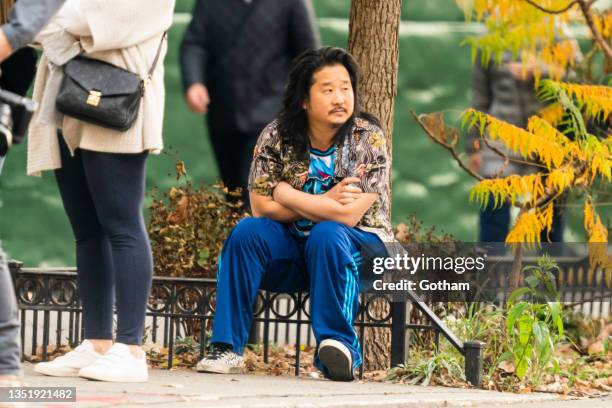 Bobby Lee is seen filming "And Just Like That..." the follow up series to "Sex and the City" in Madison Square Park on November 7, 2021 in New York...