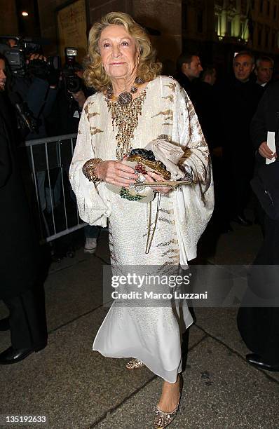 Marta Marzotto attends the Teatro Alla Scala 2011 / 2012 Opening Season on December 7, 2011 in Milan, Italy.