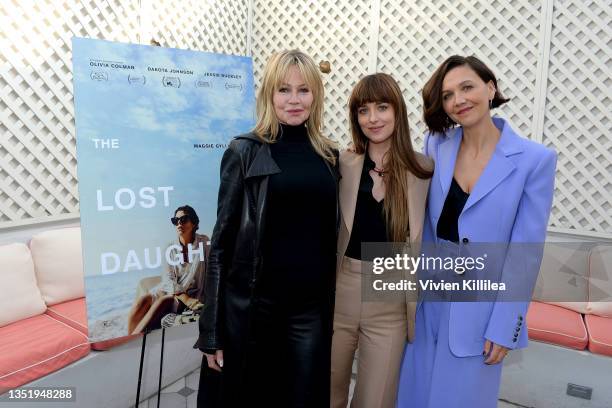 Melanie Griffith, Dakota Johnson, and Maggie Gyllenhaal attend Netflix's The Lost Daughter Women's Luncheon and Screening at San Vicente Bungalows on...