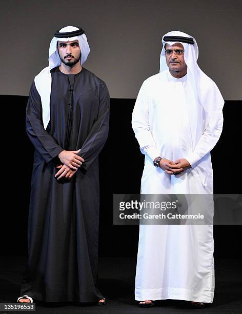 Sheikh Hamdan bin Mohammed bin Rashid al Maktoum and DIFF Chairman Abdulhamid Juma at the opening ceremony during day one of the 8th Annual Dubai...