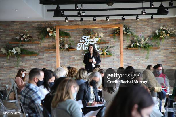 Chani Nicholas speaks during In goop Health Summit presented by Porsche 2021 at Porsche Experience Center Los Angeles on November 07, 2021 in Los...