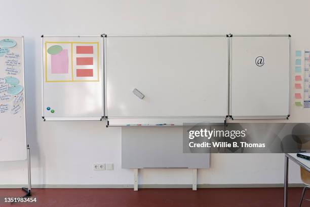 blank whiteboard in high schoo l classroom - whiteboard bildbanksfoton och bilder
