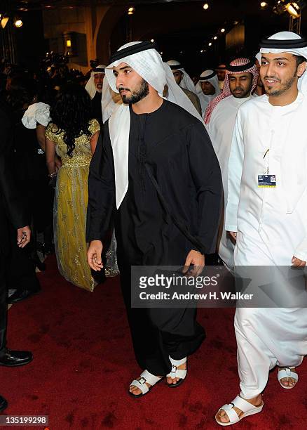 Sheikh Hamdan bin Mohammed bin Rashid al Maktoum attends the opening ceremony during day one of the 8th Annual Dubai International Film Festival held...