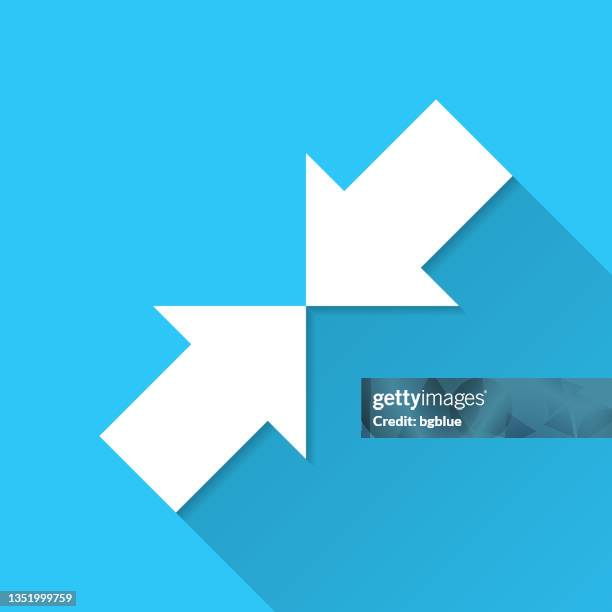 minimize. icon on blue background - flat design with long shadow - contracting stock illustrations