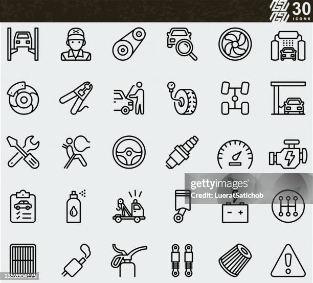 stockillustraties, clipart, cartoons en iconen met car service , automotive , automobile, auto service, wash & shop , automobile, auto service, wash & shop line icons - filter and sort