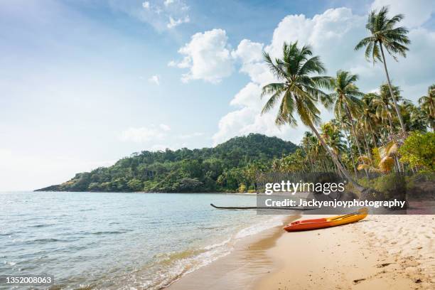 tropical beach during sunset at koh chang island in thailand, asia - andaman islands stock pictures, royalty-free photos & images