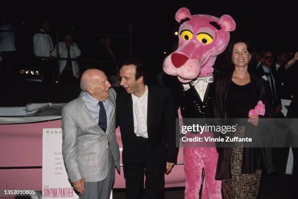 American animator Friz Freleng , Italian actor and comedian Roberto Benigni and American actress Debrah Farentino attend the Westwood premiere of...