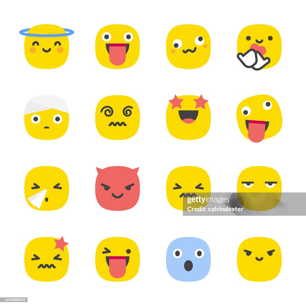 Colección de emoticonos blob facial pequeños rasgos faciales