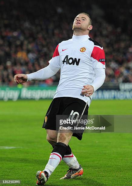 Wayne Rooney of Manchester United reacts during the UEFA Champions League Group C match between FC Basel 1893 and Manchester United at St. Jakob-Park...