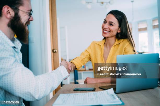 successful partnership. - office signs stockfoto's en -beelden