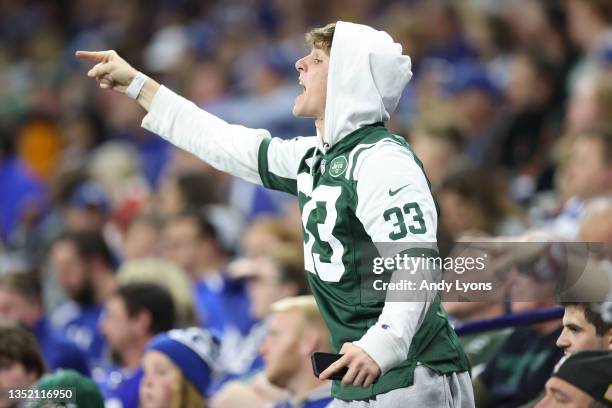 New York Jets fans against the Indianapolis Colts at Lucas Oil Stadium on November 04, 2021 in Indianapolis, Indiana.