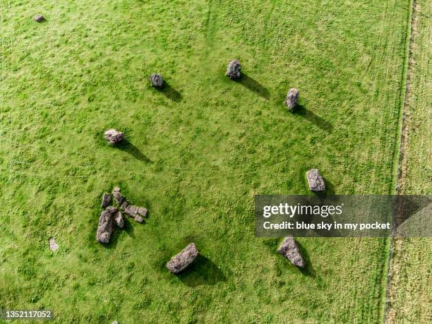 one of the stone circles at stanton drew - stone circle stock pictures, royalty-free photos & images