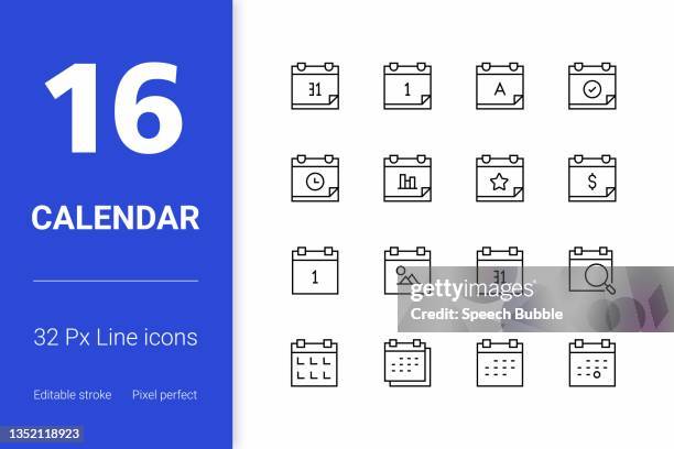 calendar editable stroke line icons - week stock illustrations
