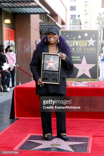 Missy Elliott attends her Hollywood Walk of Fame Star Ceremony at Hollywood Walk of Fame on November 08, 2021 in Los Angeles, California.