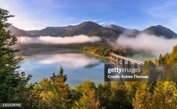 lake sylvenstein, bavaria, germany, europe - sylvenstein lake bildbanksfoton och bilder