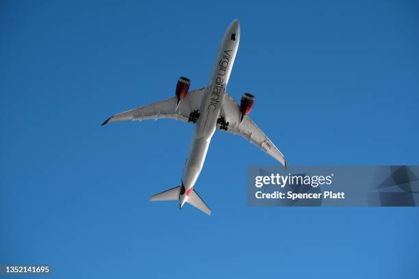 Virgin Atlantic airliner, one of the first international flights to arrive since the U.S. Lifted pandemic travel restrictions that have barred most...