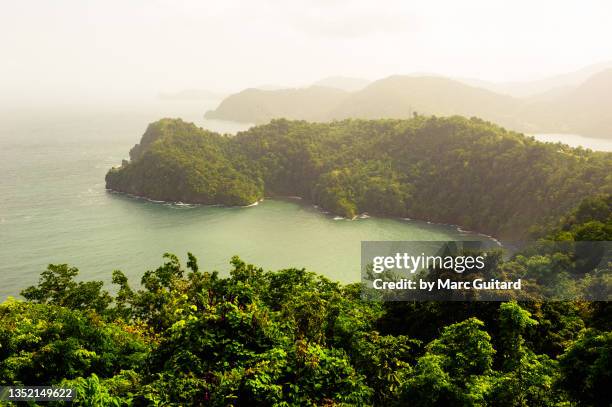 brief rain over maracas bay, trinidad, trinidad & tobago - trinidad stock-fotos und bilder