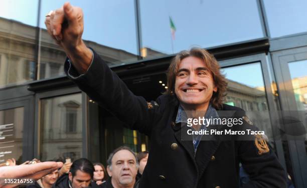Luciano Ligabue meets fans at the Piazza Duomo on December 7, 2011 in Milan, Italy.
