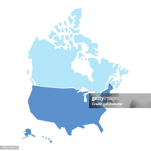 usa and canada map geometric shapes - united states v canada stock illustrations