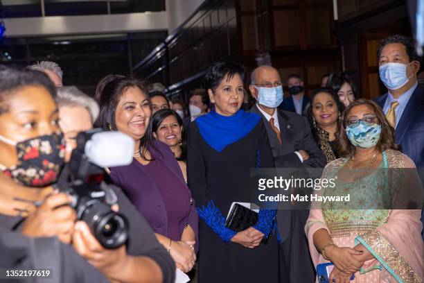 Manka Dhingra, Indra Nooyi, Bruce Harrell and Senator Mona Das attend the Asian Hall of Fame induction reception at Ben Bridge Jeweler on November...