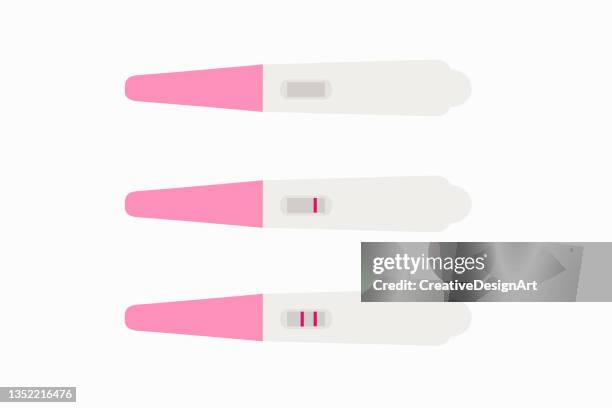 pregnancy or ovulation positive and negative test set on white background - 妊娠 幅插畫檔、美工圖案、卡通及圖標