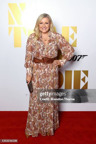 Angela Bishop attends the premiere of "No Time To Die" at Hoyts Entertainment Quarter on November 09, 2021 in Sydney, Australia.