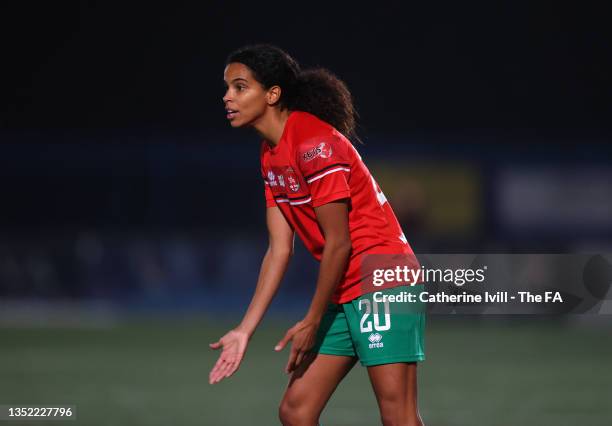 Destiney Toussaint of Coventry United during the FA Women's Championship match between Coventry United and Bristol City at Butts Park Arena on...