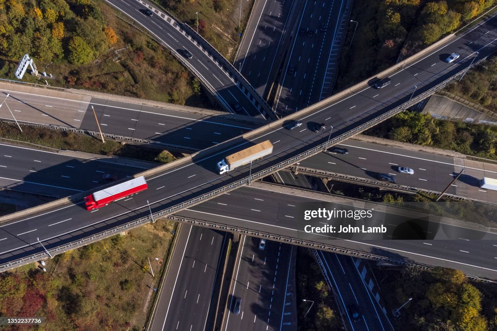 Intersection Of The M1 And M25 Motorways In Hertfordshire Aerial View ...
