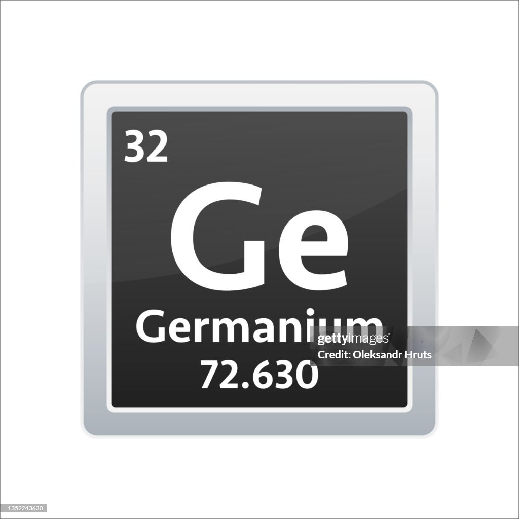 Germanium symbol. Chemical element of the periodic table. Vector stock illustration.