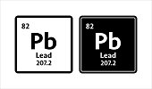 Lead symbol. Chemical element of the periodic table. Vector stock illustration.