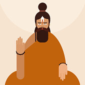 Illustration of a meditating Hindu saint