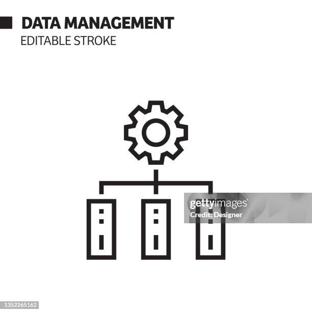 data management line icon, outline vector symbol illustration. - data dictionary stock illustrations