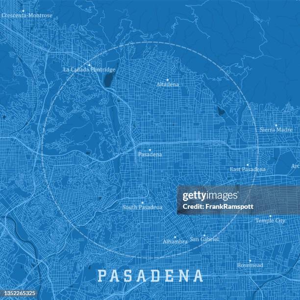 pasadena ca city vector straßenkarte blauer text - pasadena kalifornien stock-grafiken, -clipart, -cartoons und -symbole