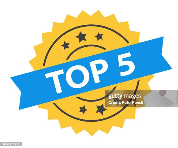 top 5 - stamp, imprint, seal template. grunge effect. vector stock illustration - overhead press stock illustrations