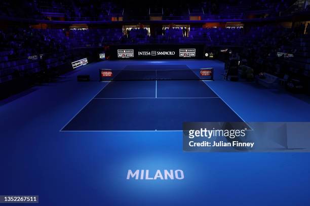General view of the court during Day One of the Next Gen ATP Finals at Palalido Stadium on November 09, 2021 in Milan, Italy.