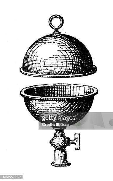 antique illustration: magdeburg hemispheres - force physics stock illustrations