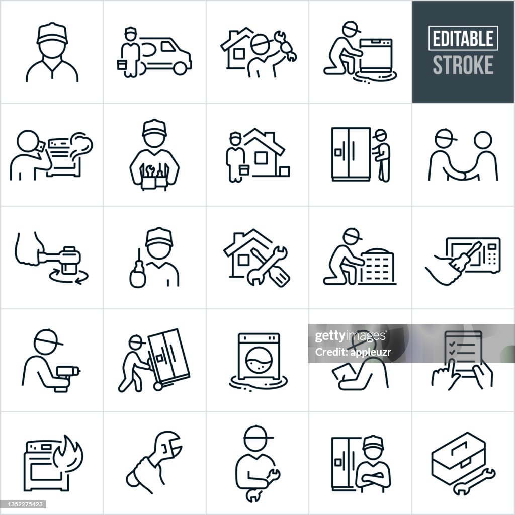 Home Repair Thin Line Icons - Editable Stroke