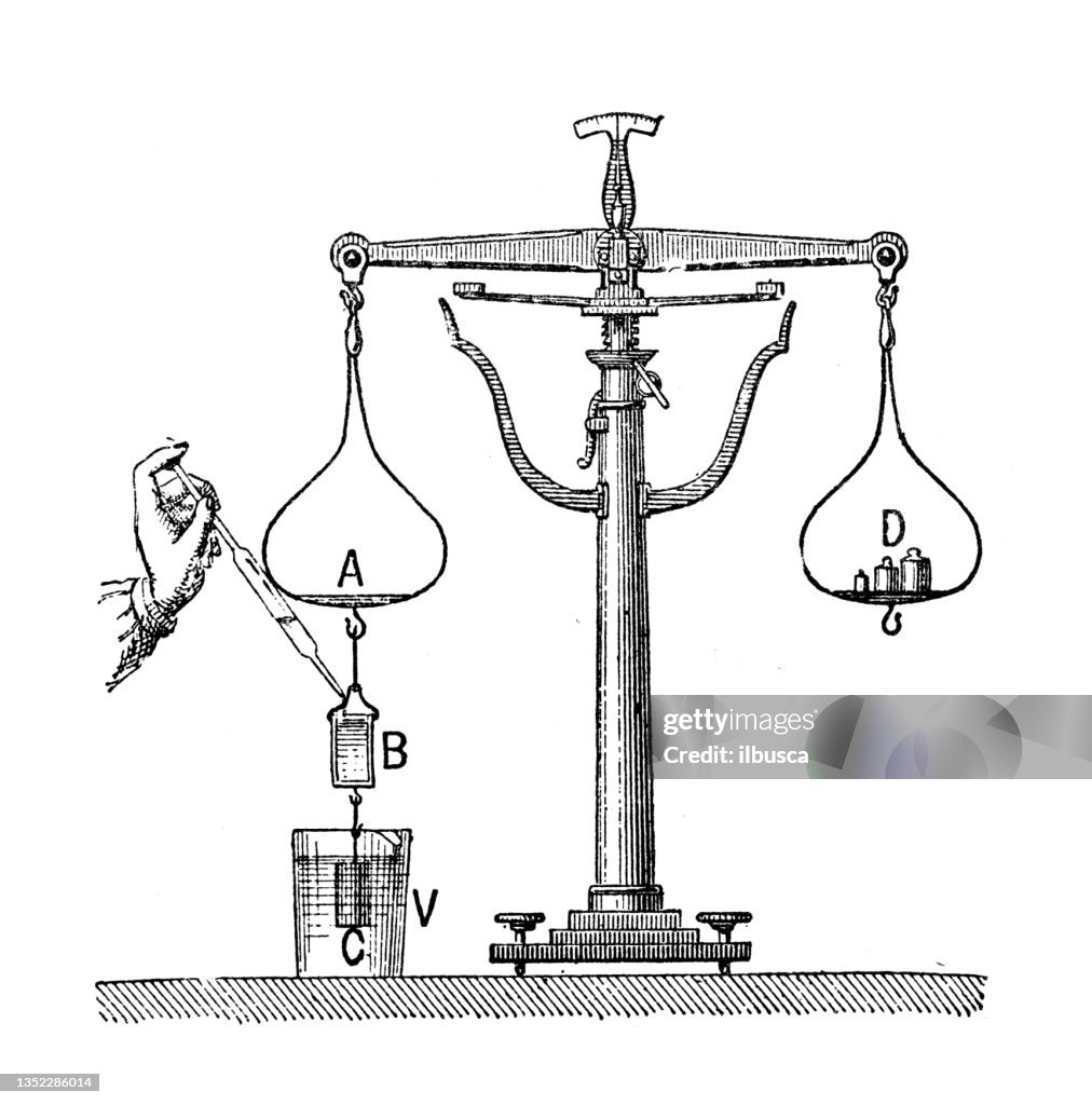 Ilustración antigua: experimento hidrostático