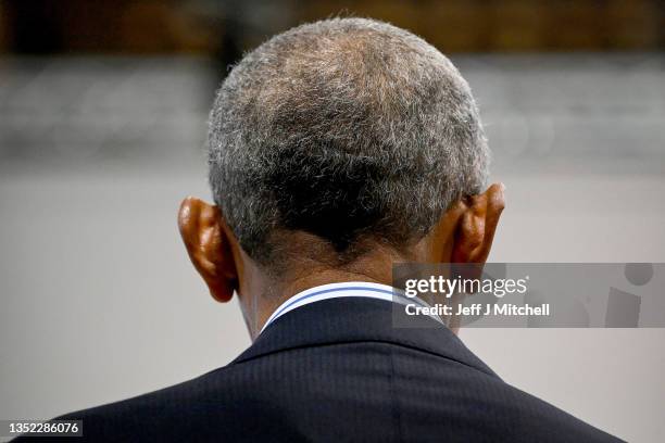 Former US President Barack Obama meets delegates and activists in the US pavilion during the COP26 UN Climate Change Conference on November 09, 2021...