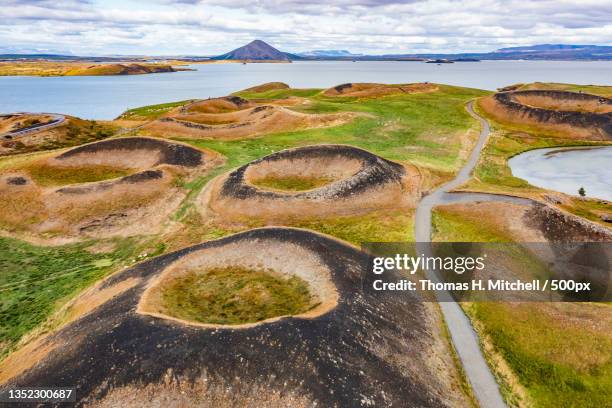 scenic view of land against sky,iceland - myvatn stock pictures, royalty-free photos & images