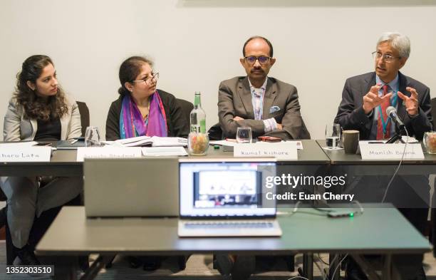 Charu Lata, Suruchi Bhadwal, Kamal Kishore, and Manish Bapna at the NRDC COP26 India Hybrid Event: Changing the Climate for the Most Vulnerable at...