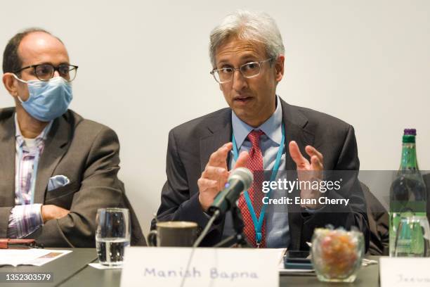 Kamal Kishore, Manish Bapna,speaks at the NRDC COP26 India Hybrid Event: Changing the Climate for the Most Vulnerable at the Radisson Blu on November...