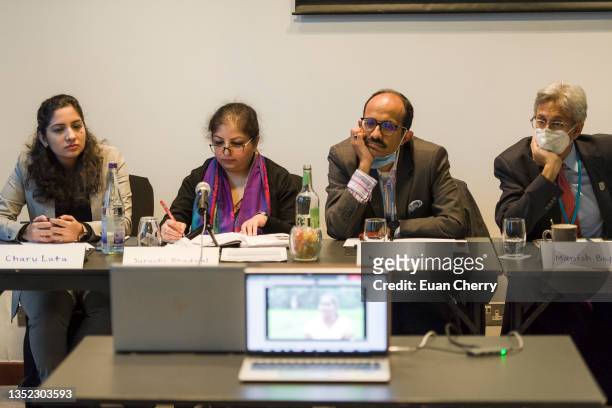 Charu Lata, Suruchi Bhadwal, Kamal Kishore, and Manish Bapna at the NRDC COP26 India Hybrid Event: Changing the Climate for the Most Vulnerable at...