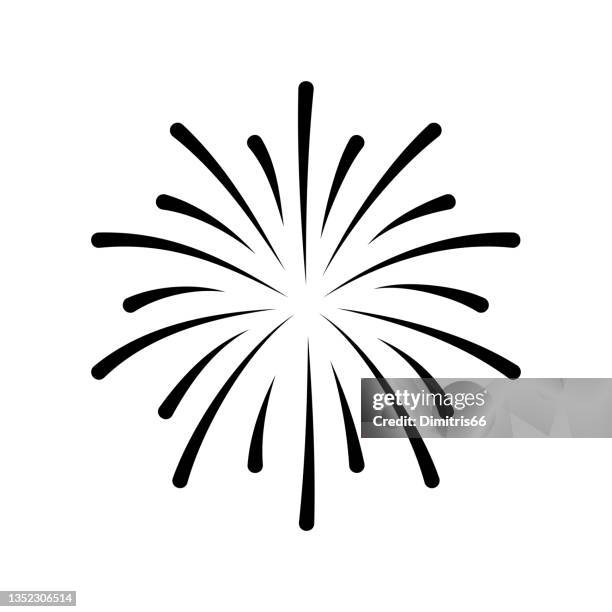 stockillustraties, clipart, cartoons en iconen met firework. black firecracker icon for anniversary, new year, celebrate, festival. flat design on white. - fireworks on white