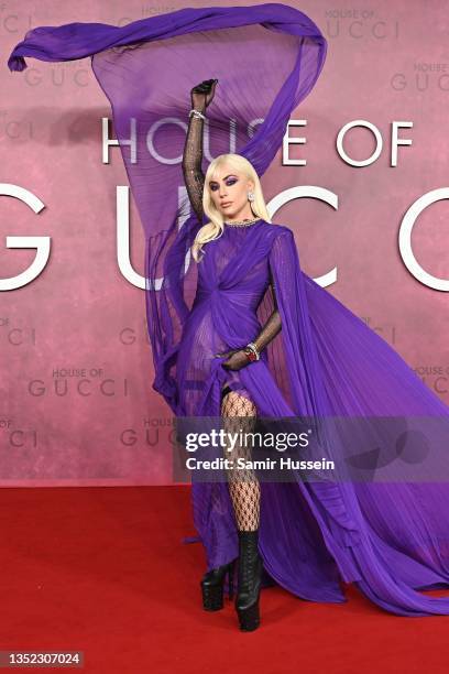 Lady Gaga attends the UK Premiere Of "House of Gucci" at Odeon Luxe Leicester Square on November 09, 2021 in London, England.